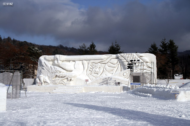 雪景色 冬 青森 十和田湖冬物語 雪祭り 冬祭り 「メインステージと雪の造作」 